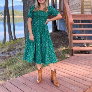 Hill House Home Nesli Nap Dress Emerald Trellis XS